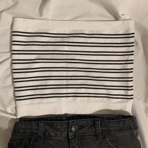 Urban Outfitters Black and White Tube Striped Top